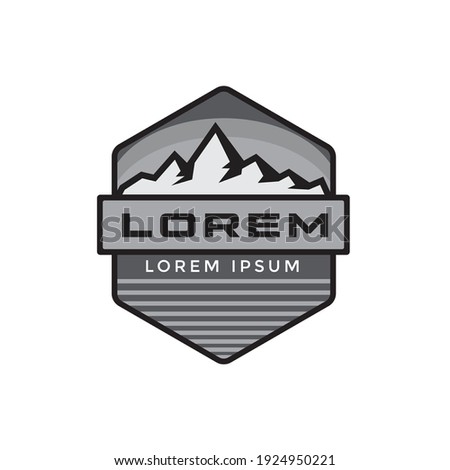 retro logo with mountain object in it