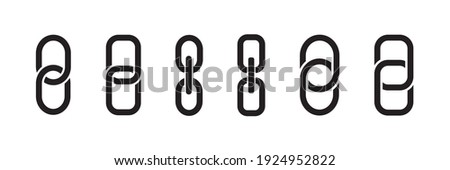 Set of chain icons, link symbols. Chain thick line icon, link icon.