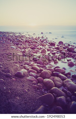 vintage photo of rocky beach
