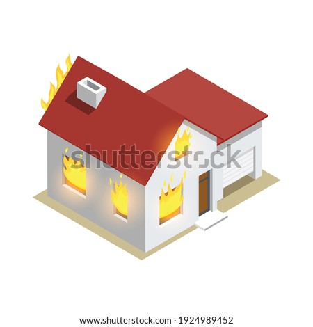 Insurance isometric composition with isolated image of private house vector illustration