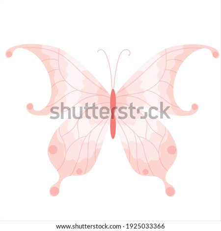 butterfly with translucent wings. A beautiful insect. Vector illustration isolated on white background