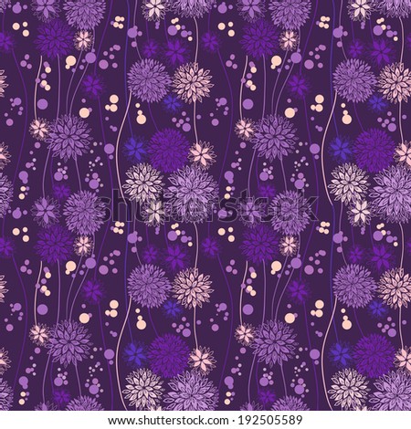 Seamless Abstract Floral Pattern. Violet Flower Background.