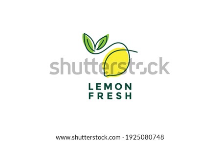 fruit lemon fresh lines art colorful logo design vector symbol icon illustration