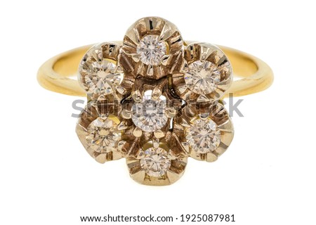 Golden ring on a white background close up