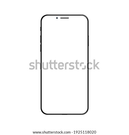 Realistic front view smartphone mockup. Mibile phone black frame with blank white display isolated on background. Vector device