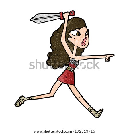 cartoon viking girl with sword