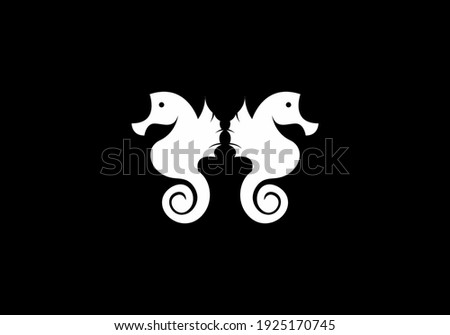 Monogram Seahorses black and white design