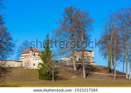 wall towers of the castle Lichtenstein at the swabian alb in germany
