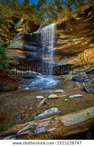 Moore Cove Waterfall in Pisgah National Forest near Brevard NC.