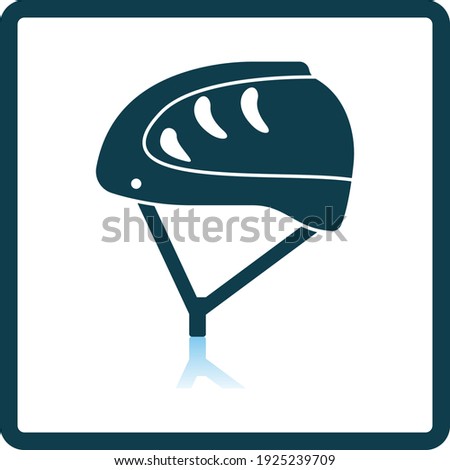 Climbing Helmet Icon. Square Shadow Reflection Design. Vector Illustration.