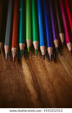 Colored pencils with selective focus. 