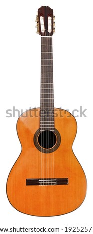 spanish classical acoustic guitar isolated on white background
