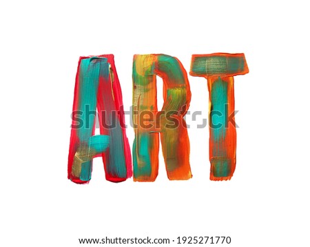 Colorful hand-painted word art on white background