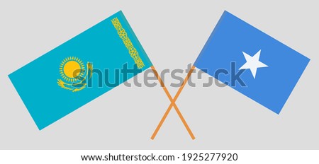 Crossed flags of Kazakhstan and Somalia. Official colors. Correct proportion