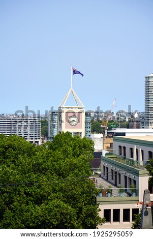 View of Clocktower at The Rocks, an urban locality in Sydney.