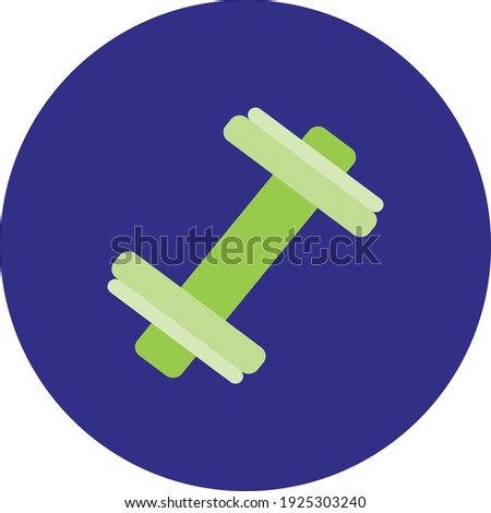 Flat color dumbbell on blue background. Fully editable. Royalty free.	