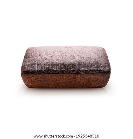 Rye malt bread isolated on white background. Top view