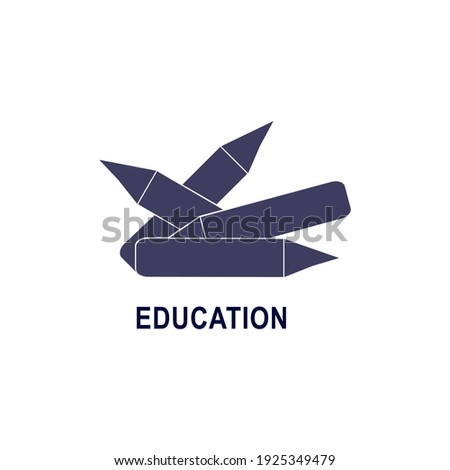 Simple education logo design template. Pencil icons emblem for courses, classes and schools vector illustration. Online education, business company, library, stationary store and learning concept.