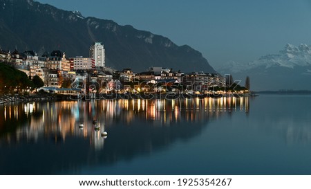 Calm evening in Montreux Switzerland Royalty-Free Stock Photo #1925354267
