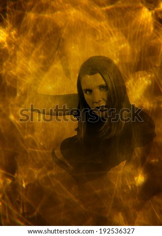 Women,fire background