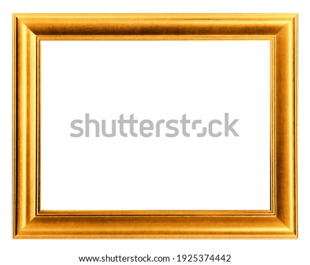 gold picture frame white wood frame isolated with clipping path