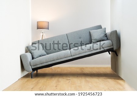 Lack Of Space Interior Design Mistake. Sofa Furniture Does Not Fit Royalty-Free Stock Photo #1925456723