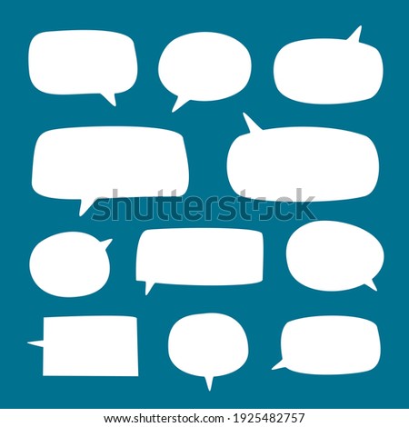 set of blank white speech bubble in flat design, sticker for chat symbol, label, tag or dialog word Royalty-Free Stock Photo #1925482757