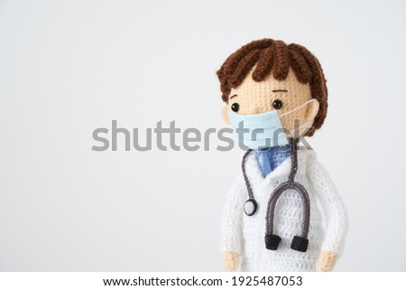 Handmade knitted toy. cute and small Amigurumi doll.Medical care and life 