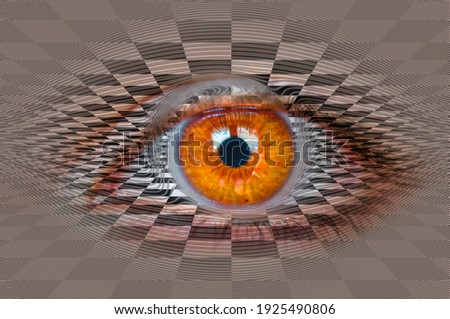 Hypnosis Spiral in eye with vertigo 
 -  Image of abstract spiral green  eye 