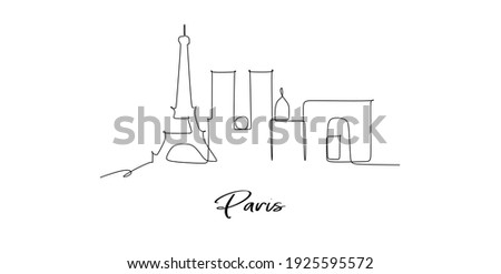 Paris of the France landmarks skyline - Continuous one line drawing
