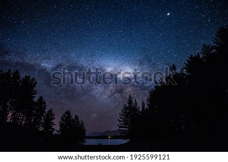 The Milky Way viewed from mountain area in the southern lake Tekapo in New Zealand