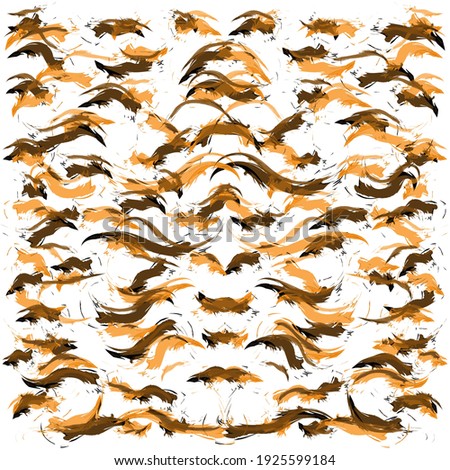 Tiger skin animal seamless pattern. Vector illustration. Tiger stripes print. Camouflage fabric design in orange, sand, red, colors. Hand drawn watercolor tiger pattern