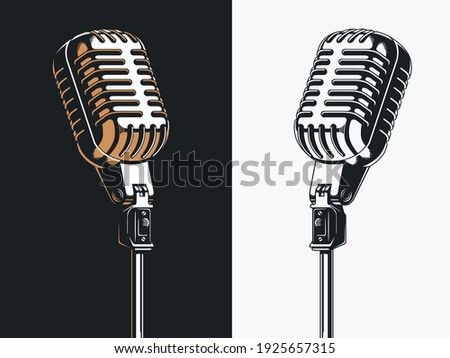 Live on stage open microphone drawing, transparent background clipart illustration Royalty-Free Stock Photo #1925657315
