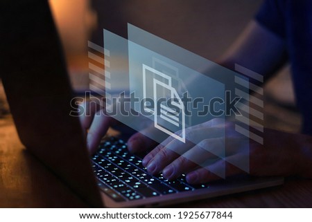 document management concept, online documentation to share or edit remotely via internet Royalty-Free Stock Photo #1925677844