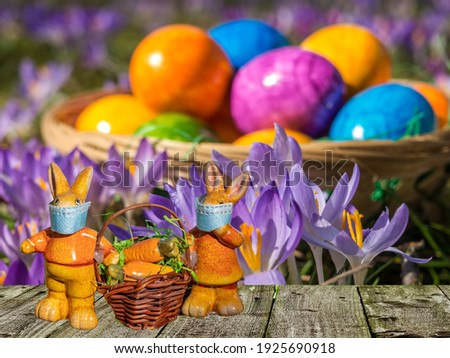 Colorful Easter eggs with corona bunnies