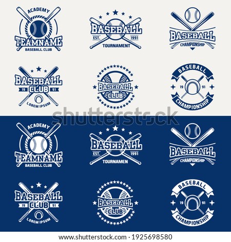 Vintage baseball logos, emblems, badges and design elements. Vector illustration. graphic Art. for t-shirt, club or championship