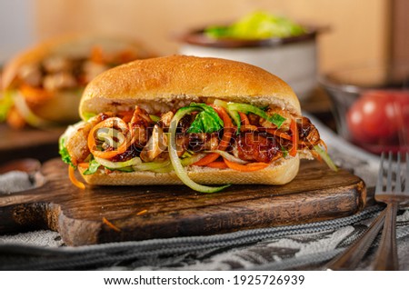 Delicious tender chicken with onion and vegetable Royalty-Free Stock Photo #1925726939
