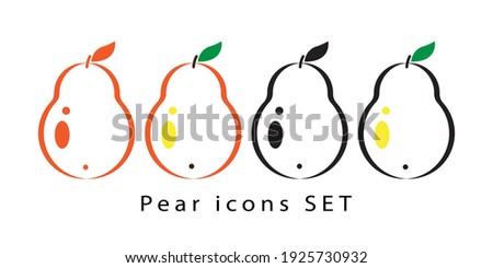 Vector pears icons set.Fruit logos collection.Silhouette style.Isolated on white background.