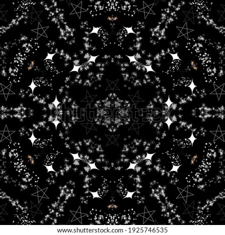 Beautiful pattern with galaxy concept and black and white nuances