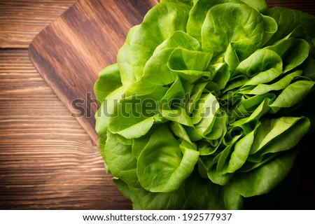 Salad on a wooden background. Studio picture.