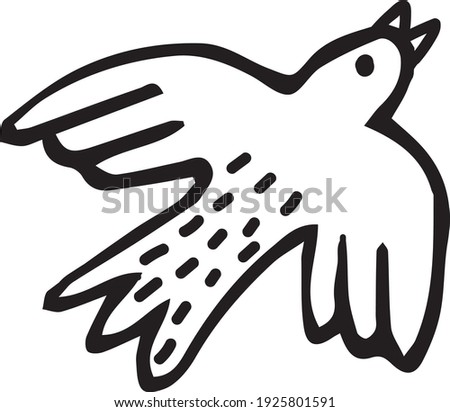 Cute little vector of bird or dove. Hand drawn isolated illustration.