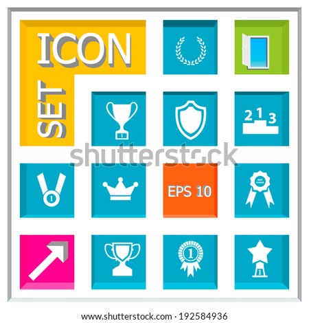 Abstract Creative concept vector Flat trophy and awards Icon Set for Web and Mobile Applications