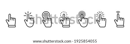 Hand pointer icons. Pointer click. Cursor icon. Clicking finger. Computer mouse click. Vector illustration. Royalty-Free Stock Photo #1925854055