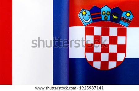 fragments of the national flags of France and Croatia close-up