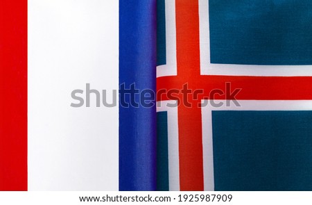 fragments of the national flags of France and Iceland close-up