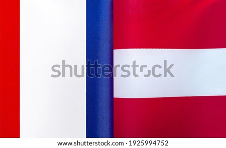 fragments of the national flags of France and Austria close-up