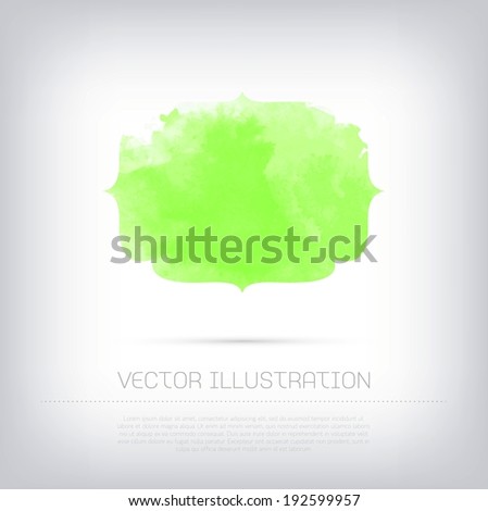 Vector green grungy watercolor decorative retro badge / banner / label