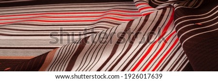 silk fabric, brown background with striped pattern of white and red lines, spanish theme, texture, pattern, collection