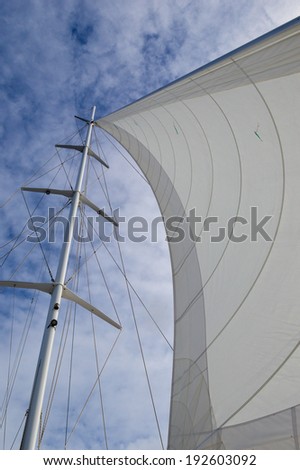 looking up from the bottom of the main sail