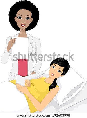 Illustration of an Ob-Gyne Discussing the Result of the Ultrasound with Her Pregnant Patient